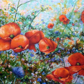 Sei fiore di Maggio, sei musica di Primavera - 100x160, Olio su tela Juta