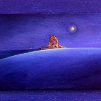 Al chiaror di luna, formato 38 x140, Olio su tavola intelata