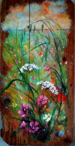 E il vento ti scompigliava i capelli, 60x30, olio su antico legno
