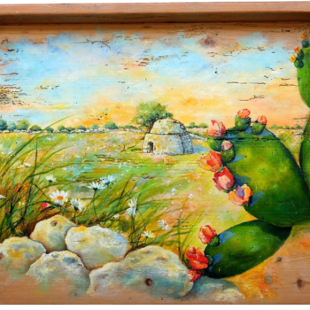 E mi chiederai dove si trova questo posto - 57x74 cm, olio su antico legno