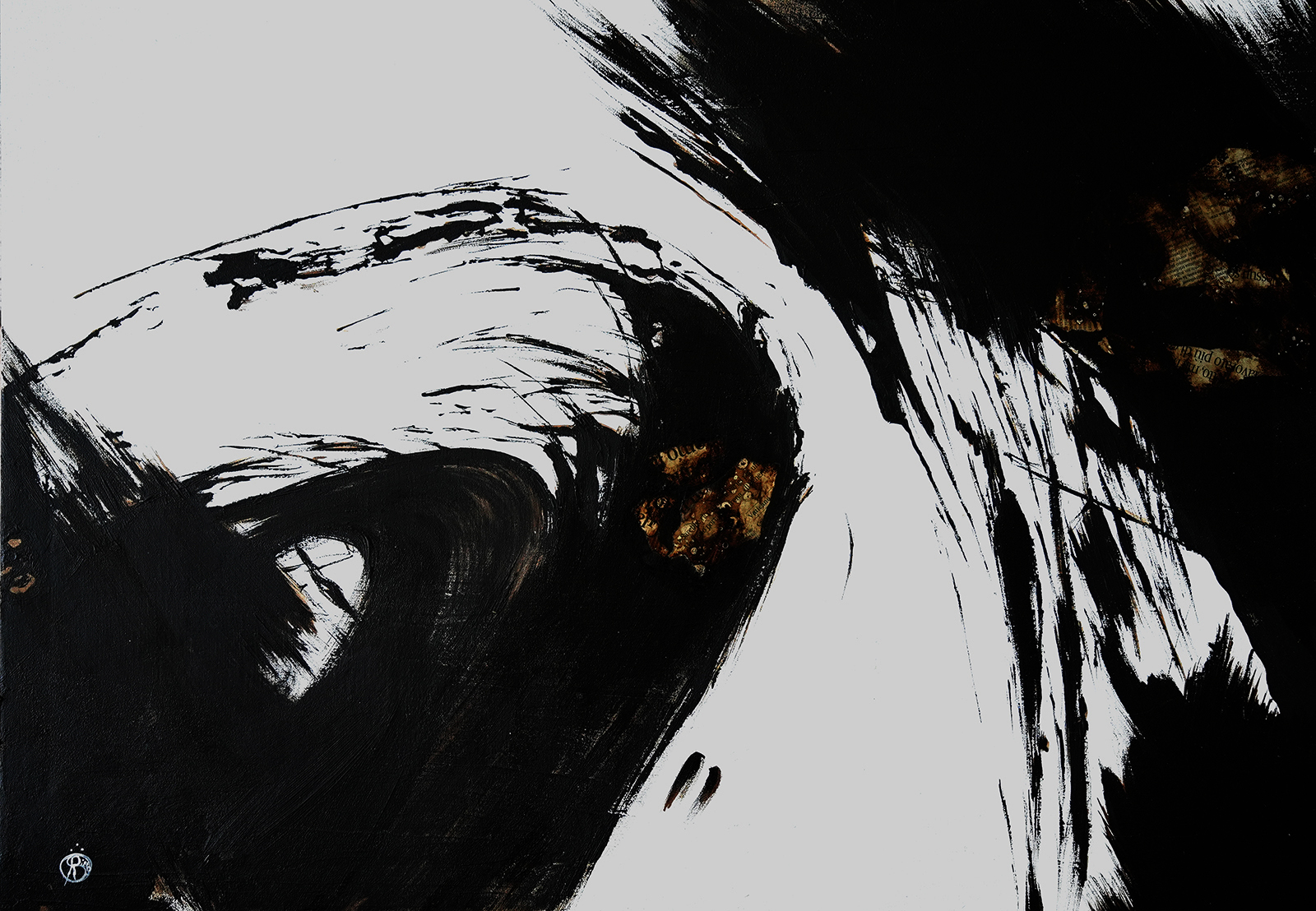 B/N-03/24/07 Bitumen, acrylic and paper